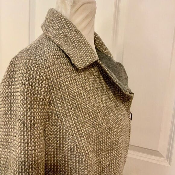 Talbots Grey Tan Moto Wool Blend Collared Jacket Size 12 - Picture 7 of 10